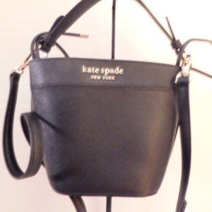 Kate Spade Draw Bucket Bag Black Leather
